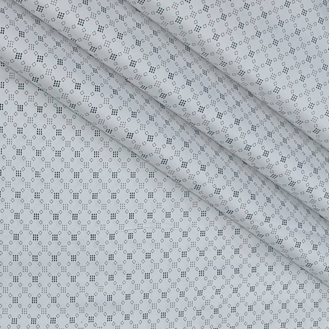 Shirt Fabric Raymond 100% Giza Cotton Print Colour Grey N White